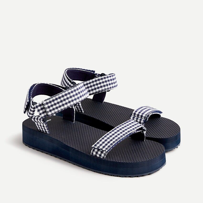 Sporty strap sandals in gingham | J.Crew US