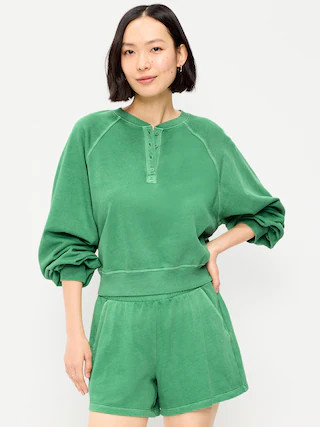 SoComfy Oversized Button-Front Sweatshirt | Old Navy (US)