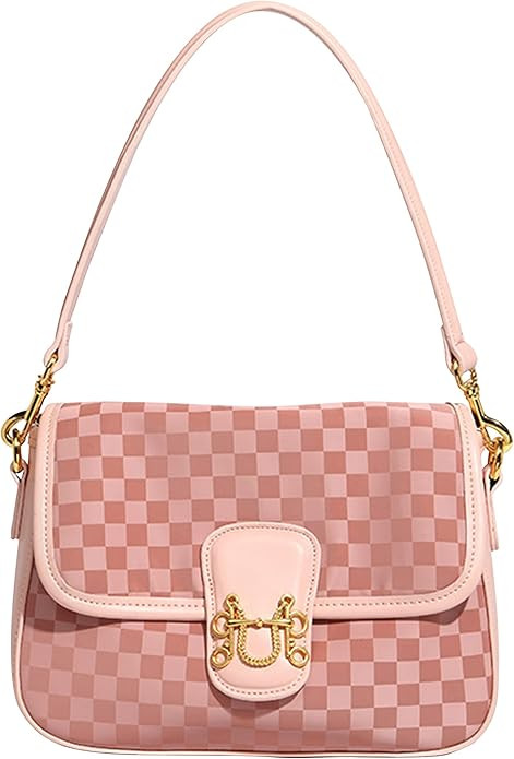 SHanqupU Small Crossbody Bags for Women Purse Pink Fashion Leather Lightweight Handbags Checkered... | Amazon (US)