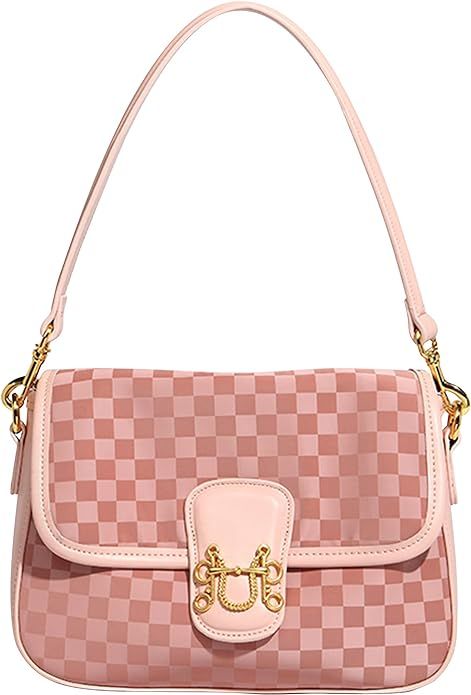 SHanqupU Small Crossbody Bags for Women Purse Pink Fashion Leather Lightweight Handbags Checkered... | Amazon (US)