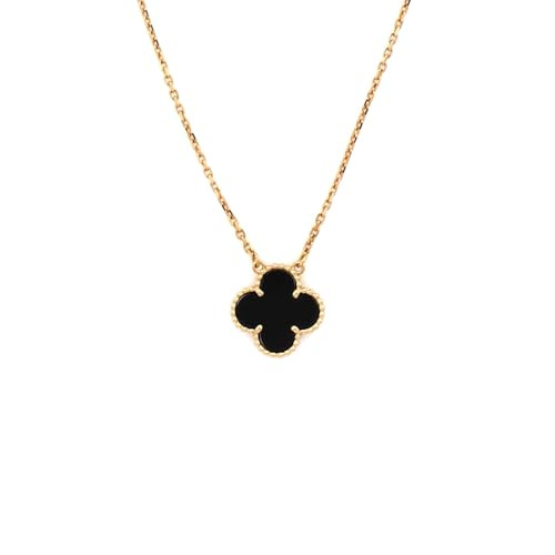 Van Cleef & Arpels, Pre-Loved Vintage Alhambra Pendant Necklace 18K Yellow Gold and Onyx, Yellow Gold | Amazon (US)