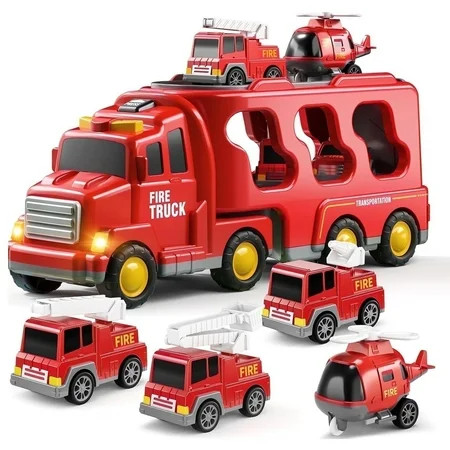Fire Truck Toy, 5-in-1 Fire Car Truck for Boys 3 4 5 6 Years Old, Fire Trucks Toddler Toys for Boys Age 3-6 Christmas Birthday Gift Car Sets with Light Sound | Walmart (US)