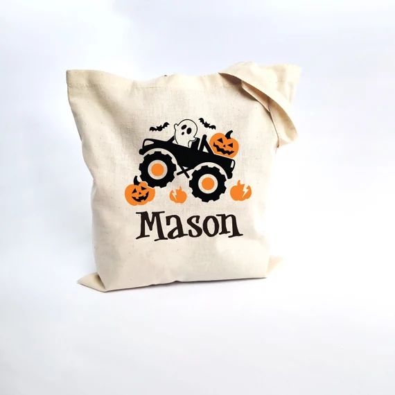 Halloween Monster Truck Bag Trick or Treat Bags Personalized - Etsy | Etsy (US)