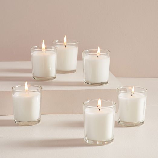 Unscented Wax Glass Votives (Set of 6) | West Elm (US)