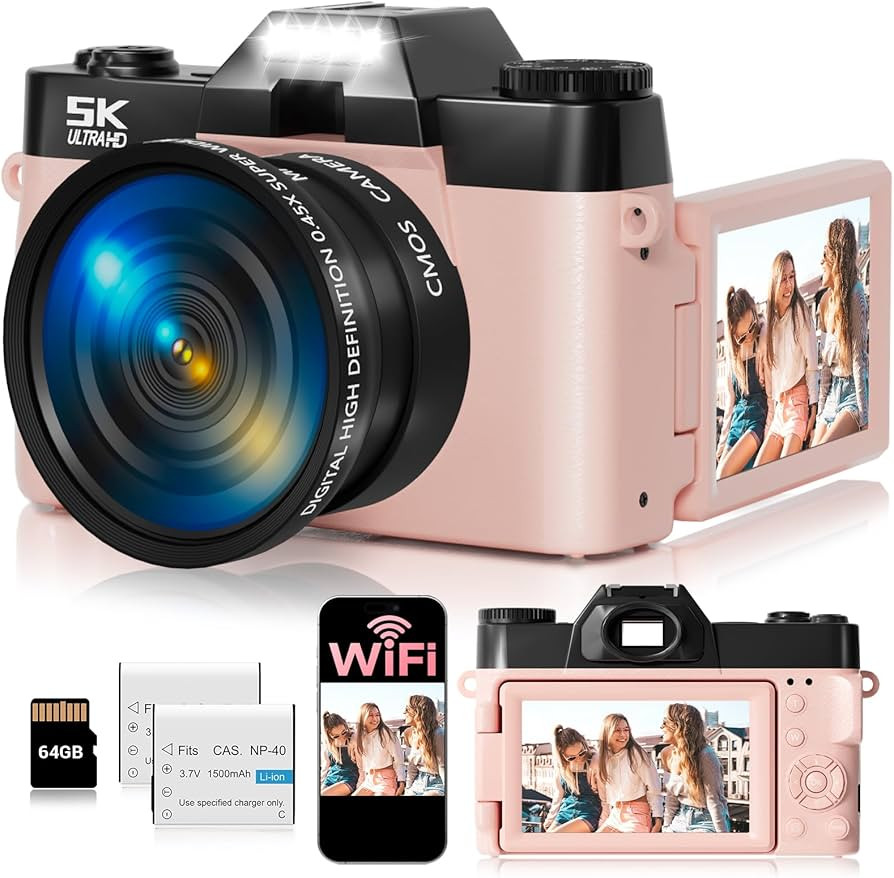 5K Digital Camera for Photography,UHD 75MP WiFi Vlogging Camera for YouTube,Compact Camera with 3... | Amazon (US)