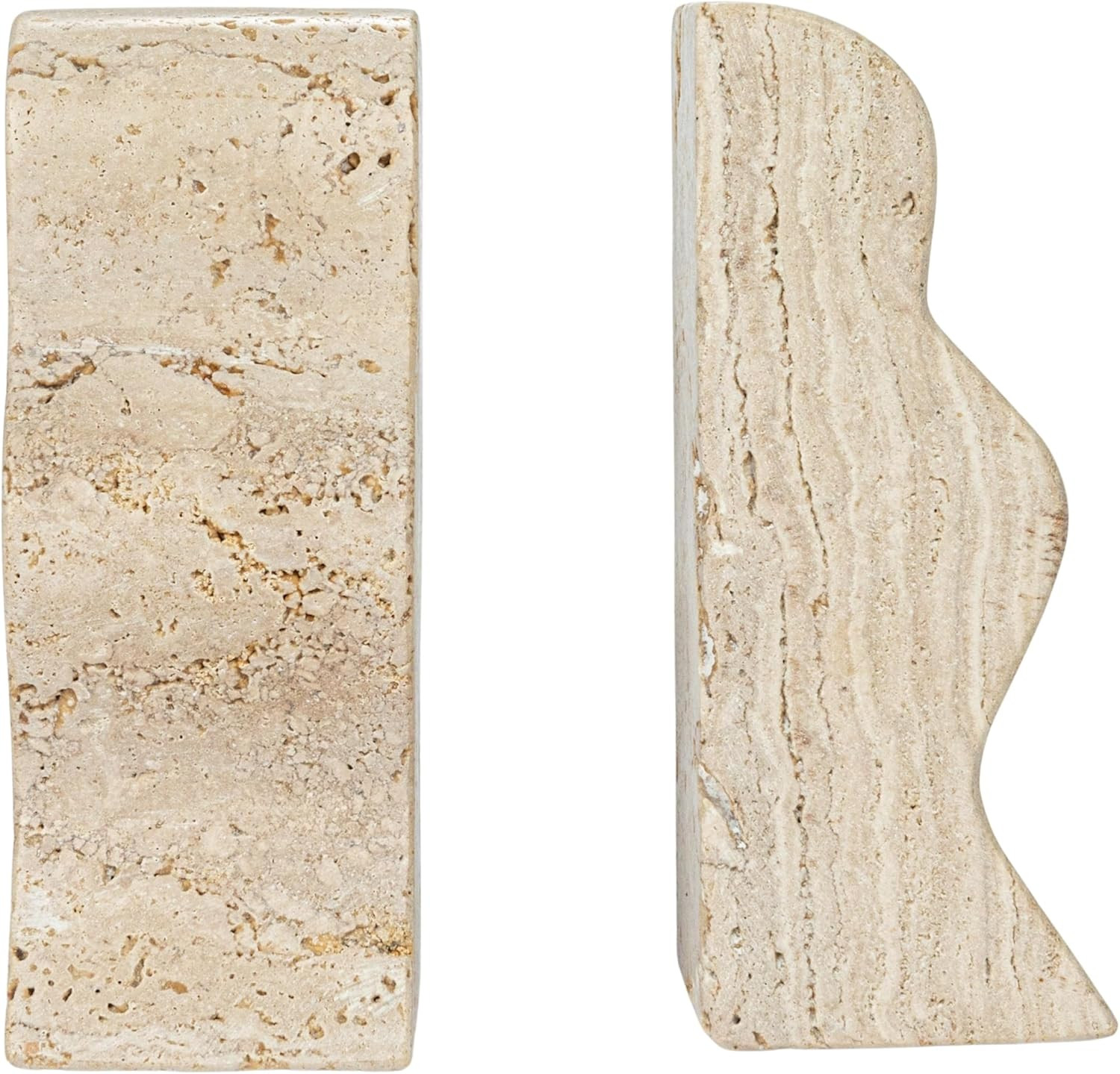 Creative Co-Op Decorative Travertine Wave Bookends, Natural, Set of 2 | Amazon (US)