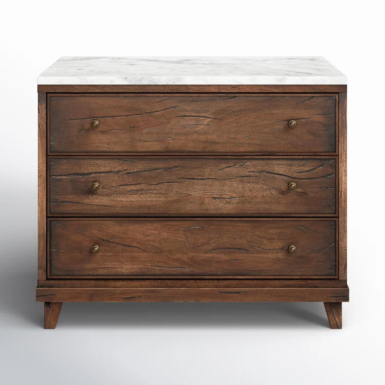 Elson 3 Drawer Marble Nightstand | Birch Lane