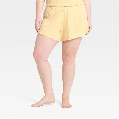 Women's Ribbed Cooling Jersey Pajama Shorts - Auden™ Yellow 1X | Target