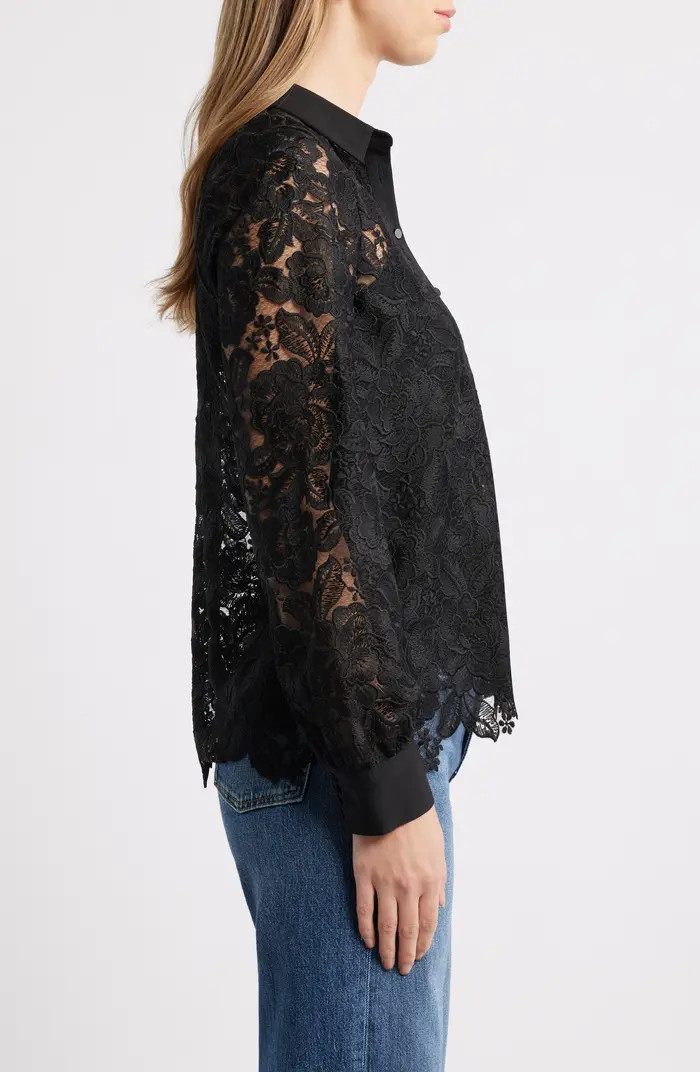 Caslon® Long Sleeve Lace Button Up Shirt | Nordstrom | Nordstrom