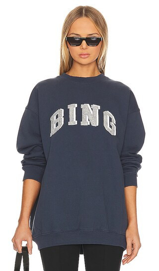 ANINE BING Tyler Bing Sweatshirt in Navy. - size XL | Revolve Clothing (Global)
