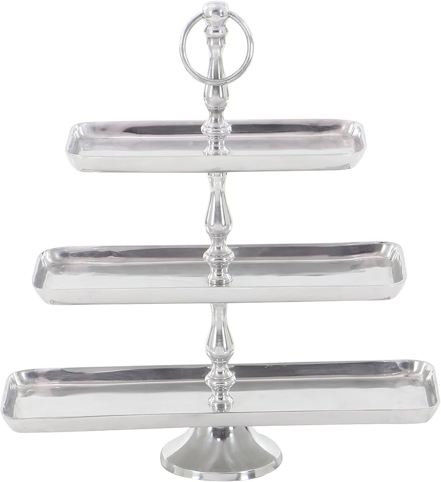 The Novogratz Aluminum 3 Level Tiered Server, 18" x 6" x 19", Silver | Amazon (US)