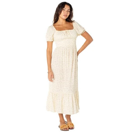 Celebrity Pink Women s and Women s Plus Puff Sleeve Smocked Midi Dress Sizes XS-XXXL | Walmart (US)