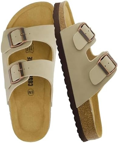 CUSHIONAIRE Lane Cork Footbed Womens Sandals Comfortable Double Buckle Slip On Sandals for Women ... | Amazon (US)