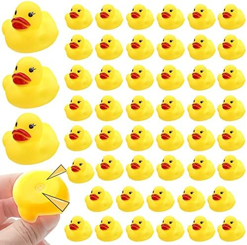 JTTJDB 50-Pieces Float & Squeak Mini Rubber Duck Baby Bath Ducky Sound Shower Toys for Kids | Amazon (US)