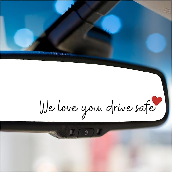 We Love You Drive Safe Mirror Sticker \u20133 Pack Heart Rearview UV DTF Stickers for Car, I Love... | Amazon (US)