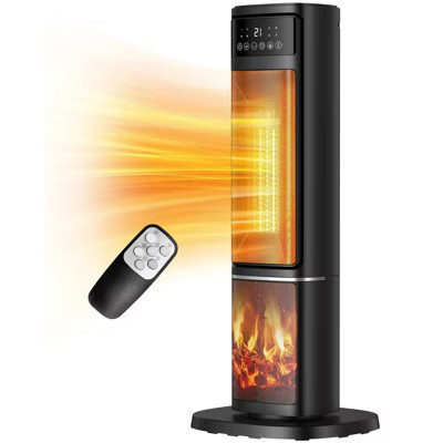 SUGIFT 1500W Flame Effect Tower Space Heater with Remote Control 60° Oscillation and Timer | Target