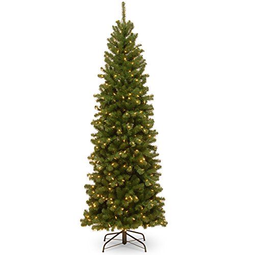National Tree Company lit Artificial Christmas Tree Includes Pre-Strung White Lights, Prescott Slim- | Amazon (US)