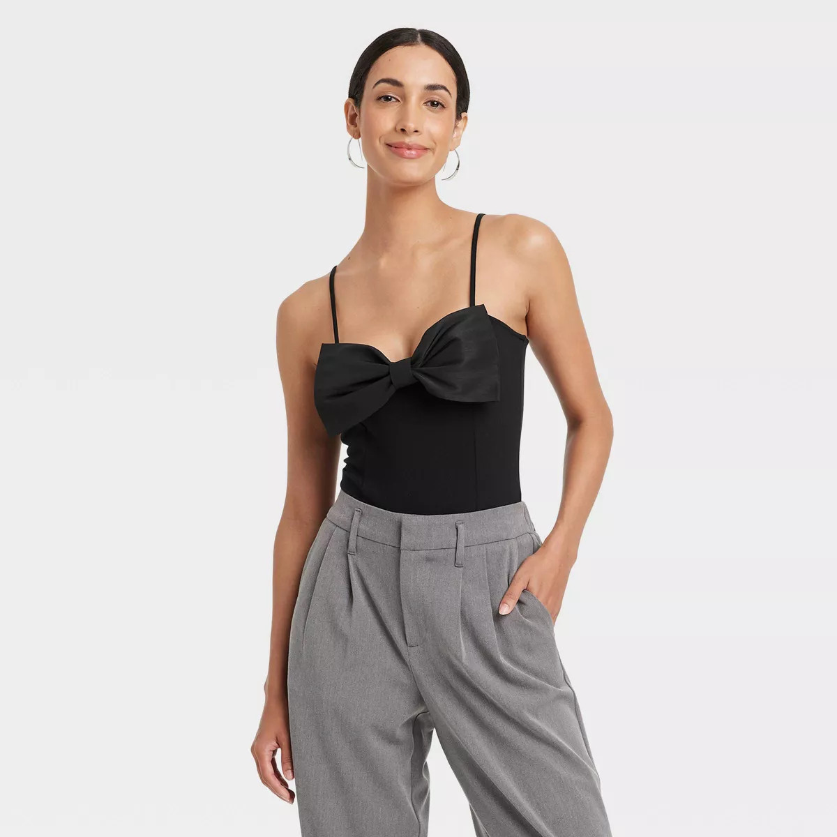 Women's Bow Bodysuit - A New Day™ Black L | Target