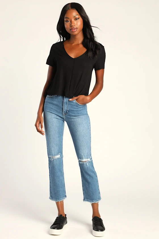 Totally Timeless Medium Wash High Rise Straight Leg Denim Jeans | Lulus (US)