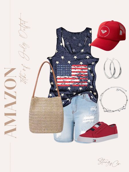 4th of July outfit inspiration

USA tank - jean shorts - star necklace - silver hoops - straw purse - red sneakers - red baseball hat

#LTKstyletip #LTKunder50 #LTKSeasonal