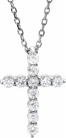 1/4 Ct Diamond Cross 14k Gold Pendant Necklace Lab Grown | Nordstrom