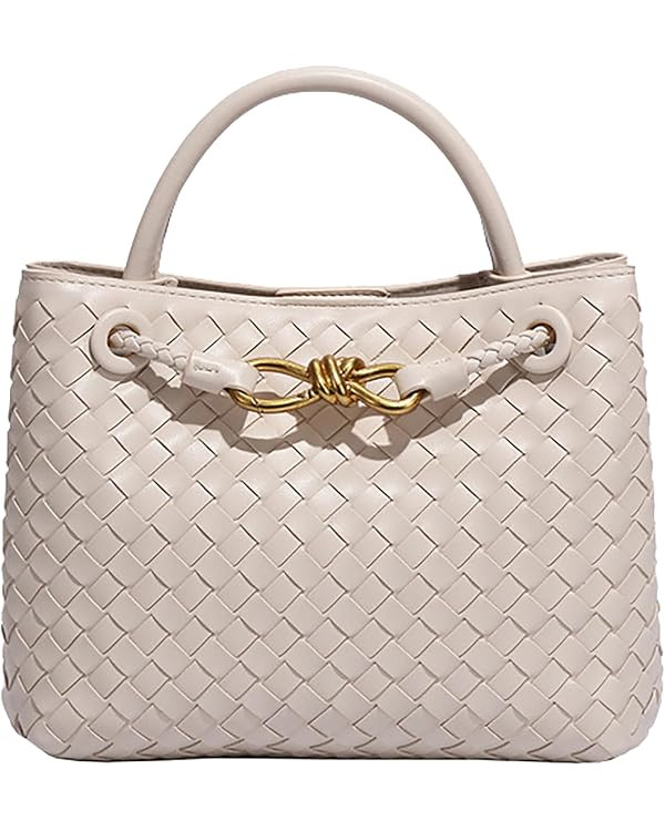 URAWOW Woven Bags for Women Bowknot Small Tote Hobo Shoulder Crossbody Bags PU Leather Handwoven ... | Amazon (US)