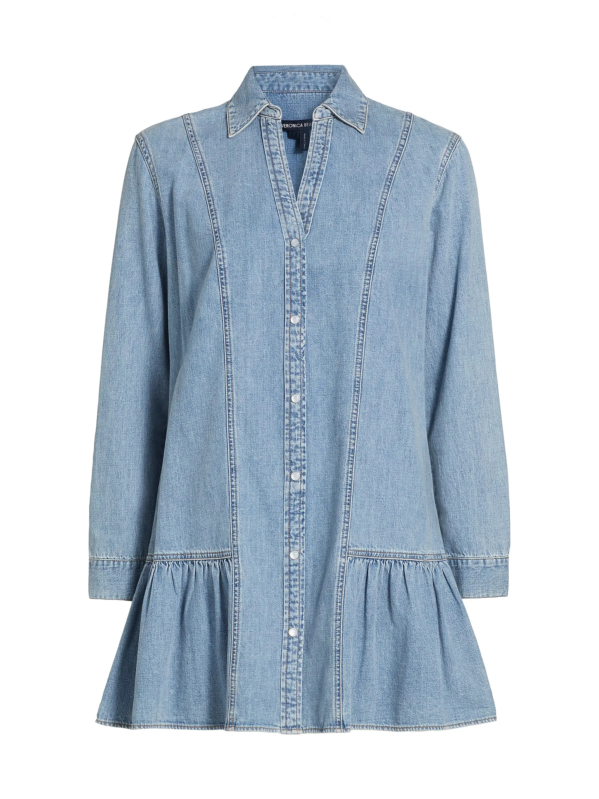 Catherine Denim Flounce Minidress | Saks Fifth Avenue