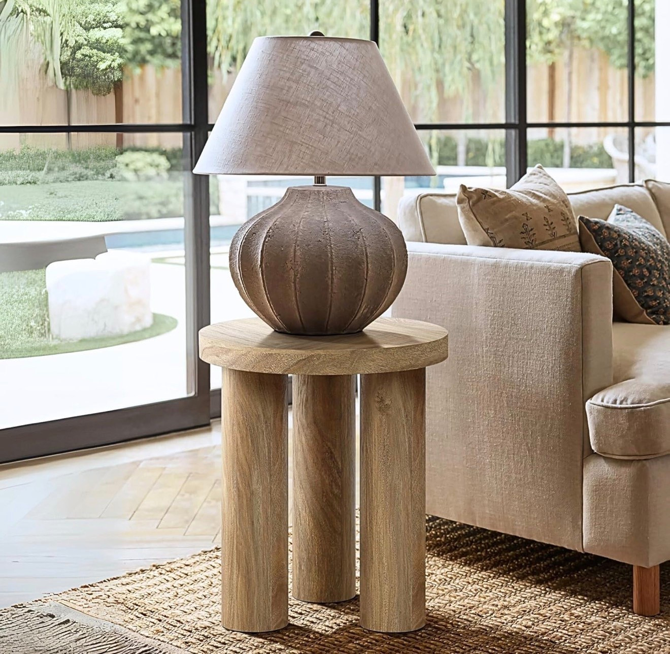 LuxenHome Round Side Table, 19" Tall End Table with 3 Pillar Legs, Modern Farmhouse Dark Oak Finish Wooden Couch Side Tables, Accent Table for Living Room, Bedroom #sidetable #livingroomdecor #homedecor #woodentable #homefurniture

#LTKHome