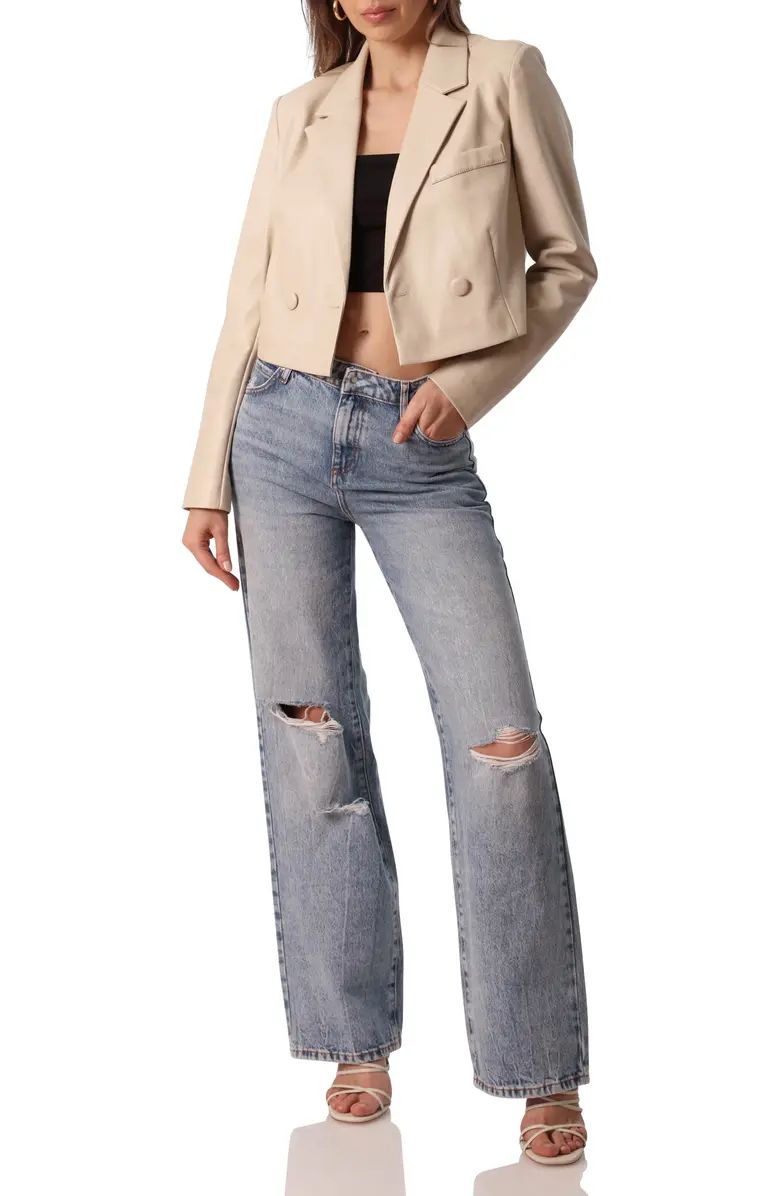 Faux Leather Crop Blazer | Nordstrom