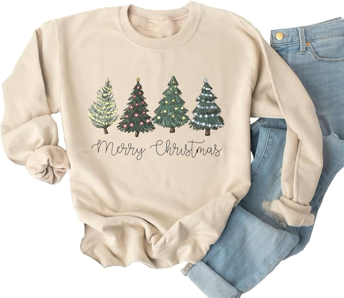 Ykomow Snowman Wine Cheers Sweatshirts Women Long Sleeve Christmas Graphic Tees Funny Xmas Tops | Amazon (US)