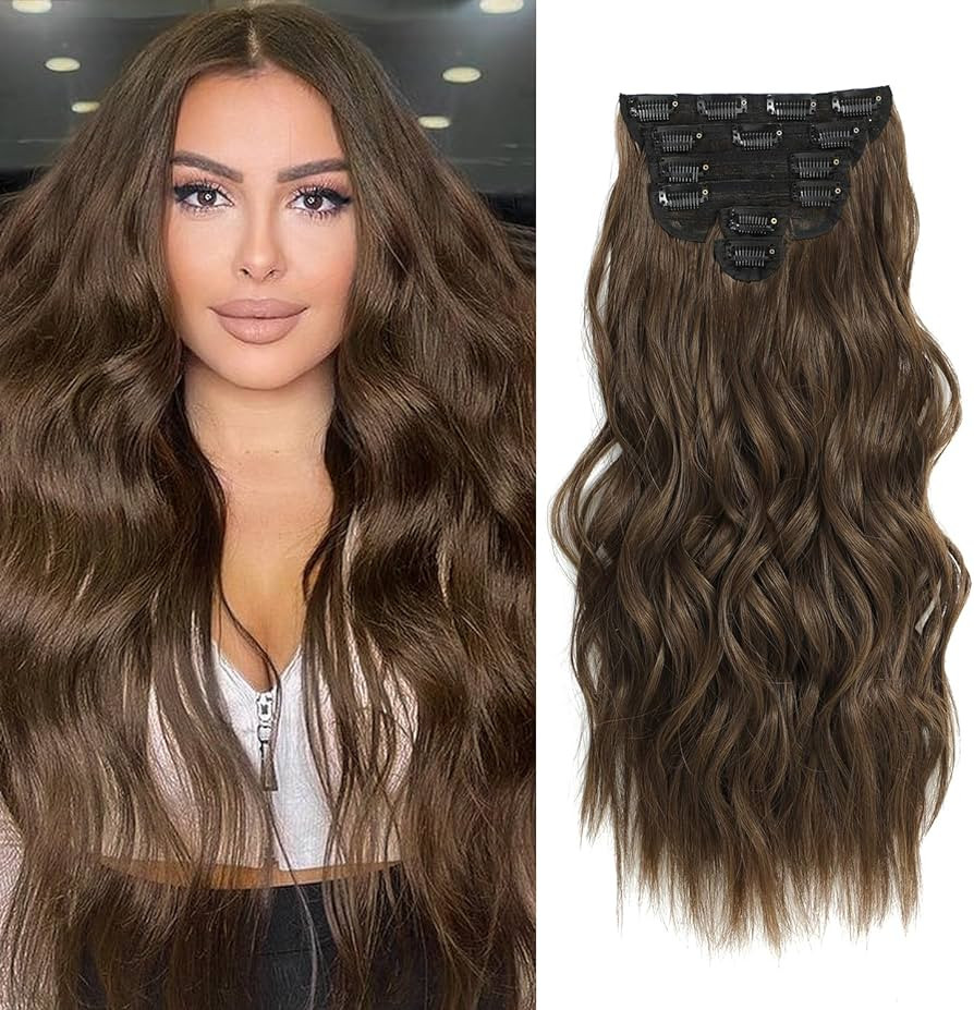 Amazon.com : Fliace Clip in Hair Extensions, 6 PCS Natural & Soft Hair & Blends Well Hair Extensi... | Amazon (US)