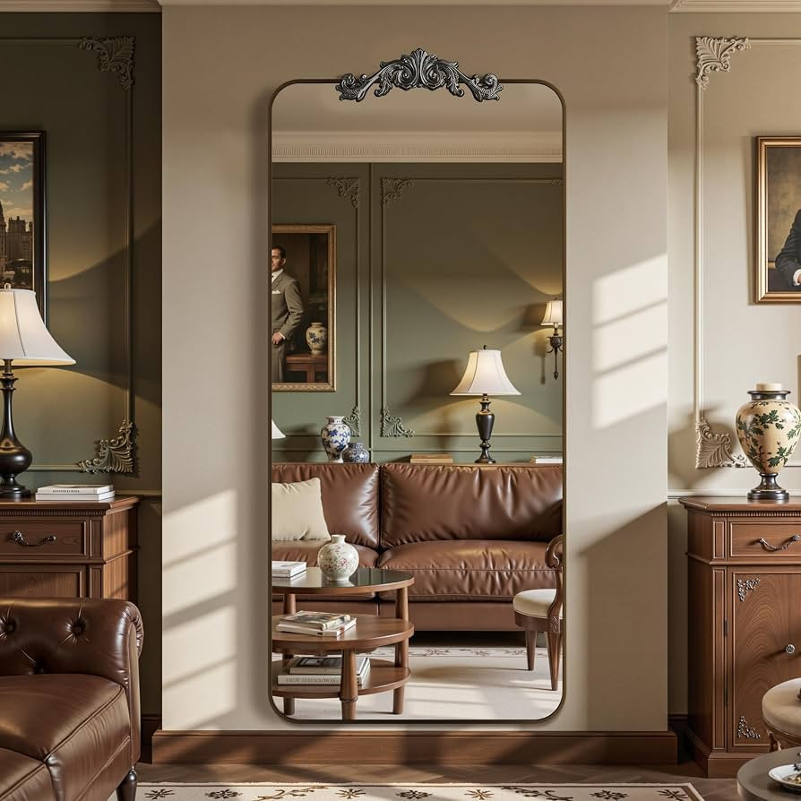 Vintage Full Length Mirror, 71"x32" Floor Mirror with Carved, Full Body Mirrors for Home Decor, S... | Amazon (US)