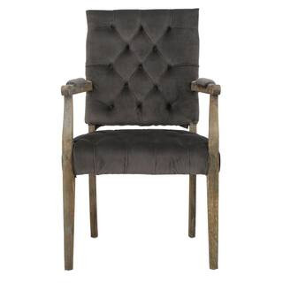 Carolina Charcoal Velvet Arm Dining Chair | The Home Depot