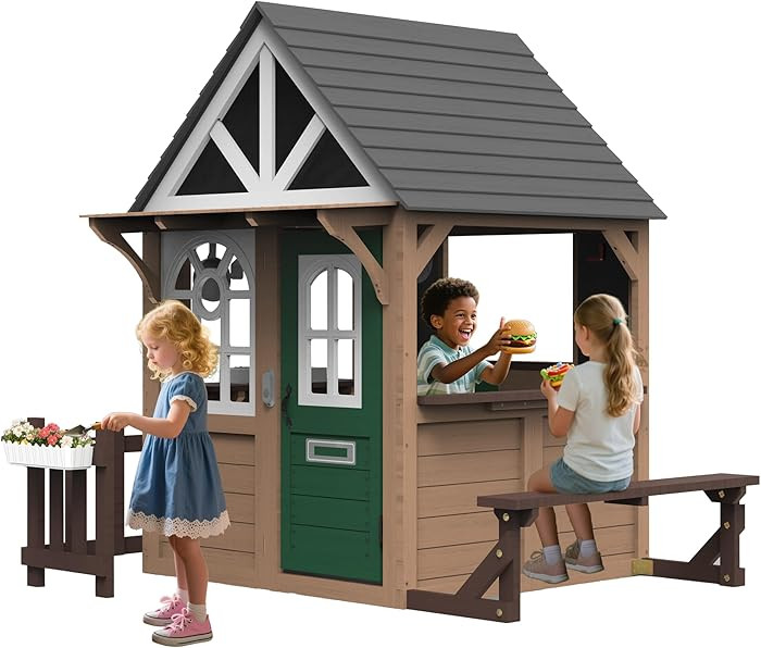 Seizeen Outdoor Play House for Kids, Fir Wooden Kids Playhouse Outdoor Indoor Cottage Toddler Pla... | Amazon (US)