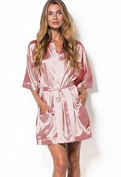 Turquaz Women's Bride Bridesmaids Silky Robe Satin Kimono Robes for Women Lingerie | Amazon (US)