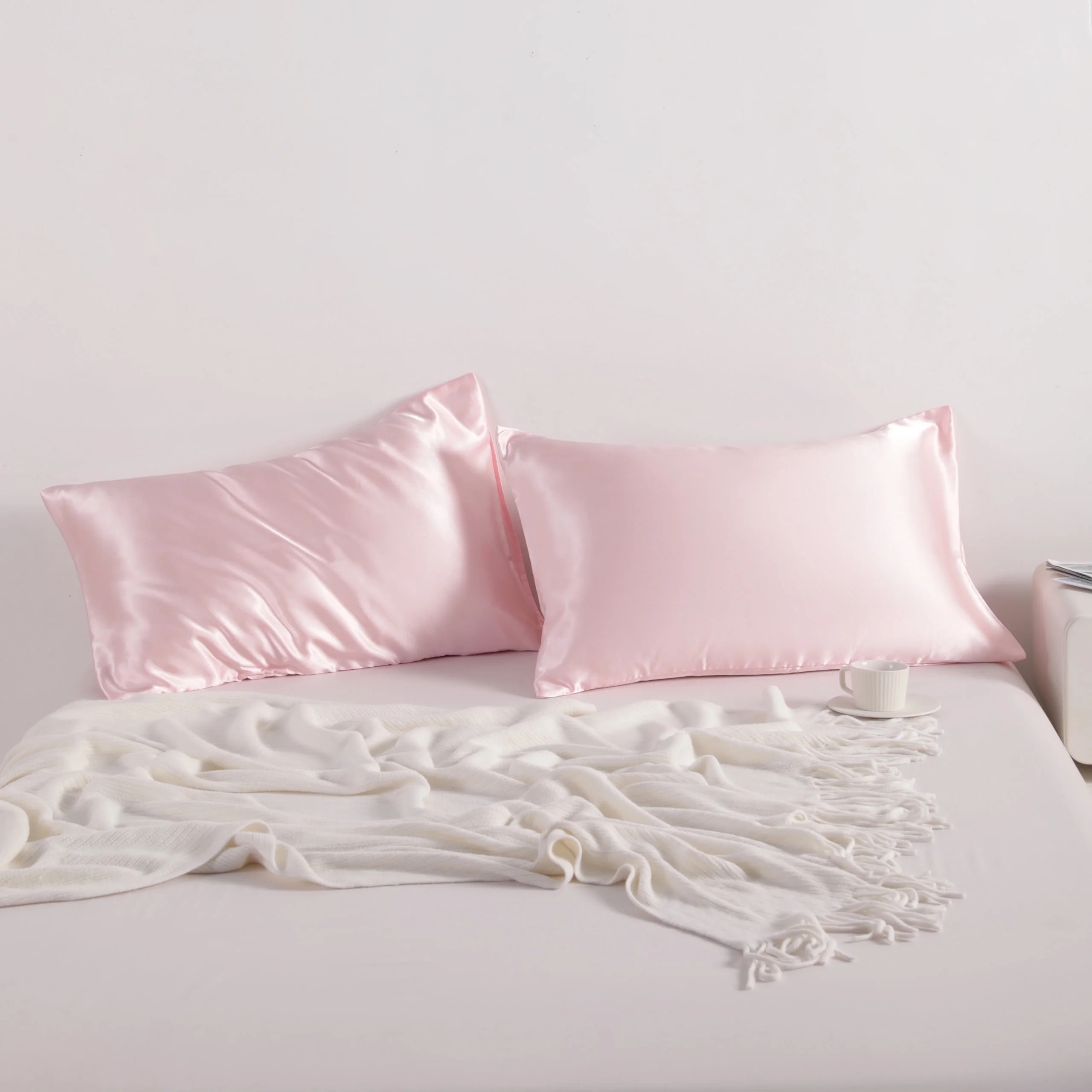 Flxxie Silky Satin Pillowcase Set of 2 Envelope Closure, Standard, 20" x 26", Light Pink | Walmart (US)