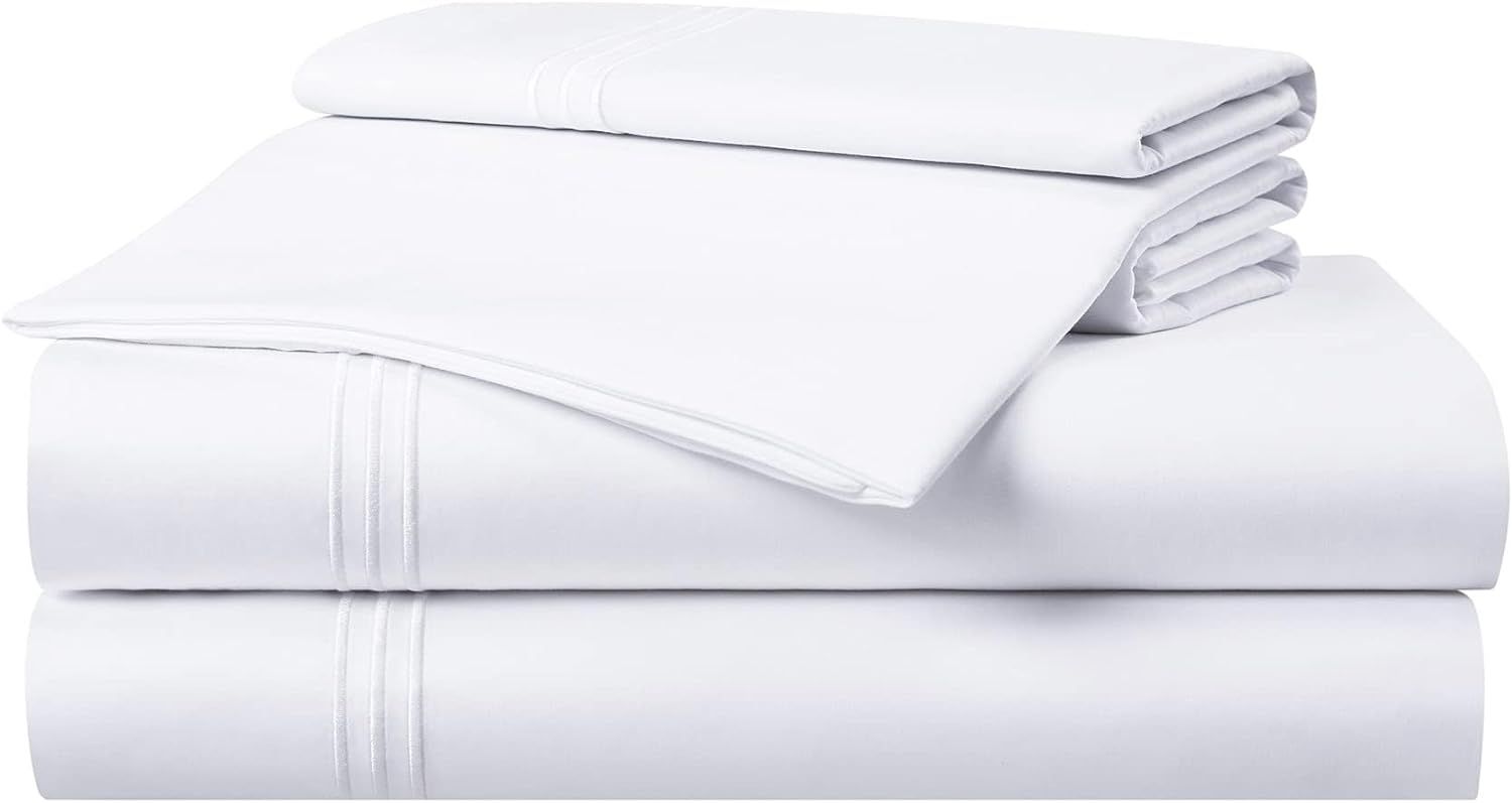 Aston & Arden Sateen Sheet Set - 100% Cotton 600 Thread Count Luxurious Hotel Silky Sheets, Prist... | Amazon (US)