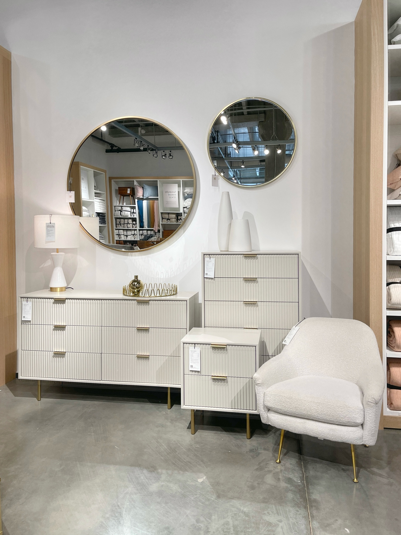 Cream white fluted dressers & nightstands with gold finishes. ✨ The Quinn collection at West Elm is bright, airy, and elegant!

#LTKsalealert #LTKhome