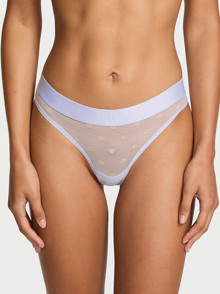 Buy Sheer Heritage Shimmer Thong Panty, Soft Iris - Order Panties online - Victoria's Secret US | Victoria's Secret (US / CA )