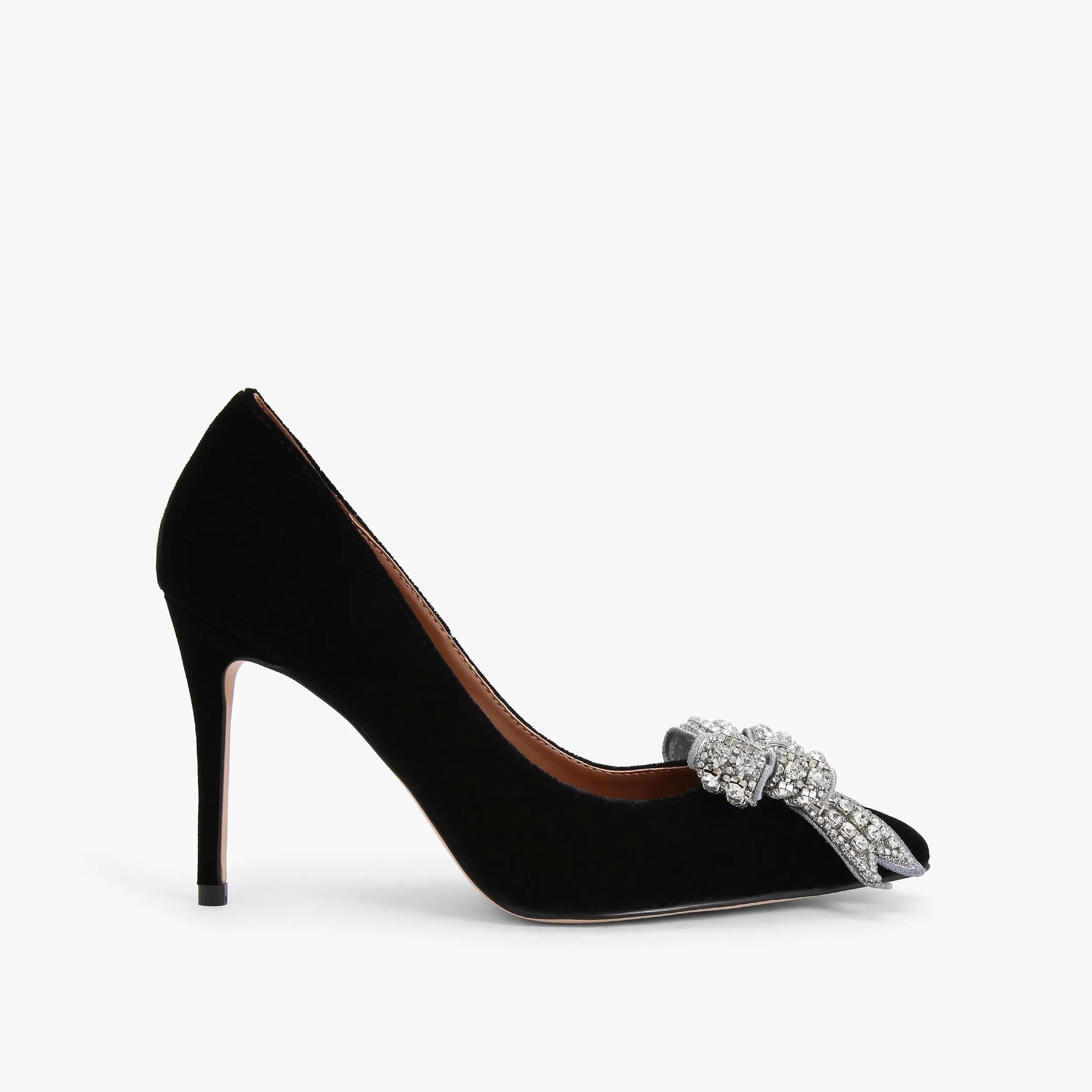 BELGRAVIA BOW COURT Black Velvet Bow Court Heel by KURT GEIGER LONDON | Kurt Geiger UK