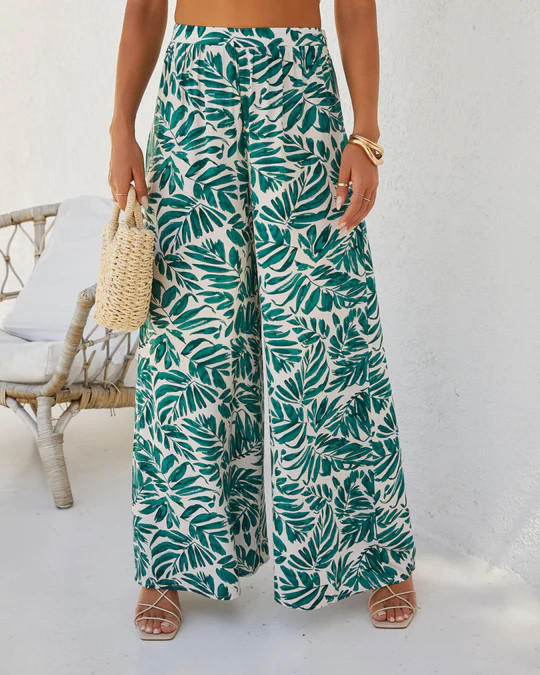 Wailea Palm Print Wide Leg Pant | VICI