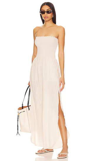 Harriet Jumpsuit in Beige Canvas | Revolve Clothing (Global)