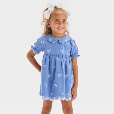 Toddler Girls' Floral Woven Dress - Cat & Jack™ Blue | Target