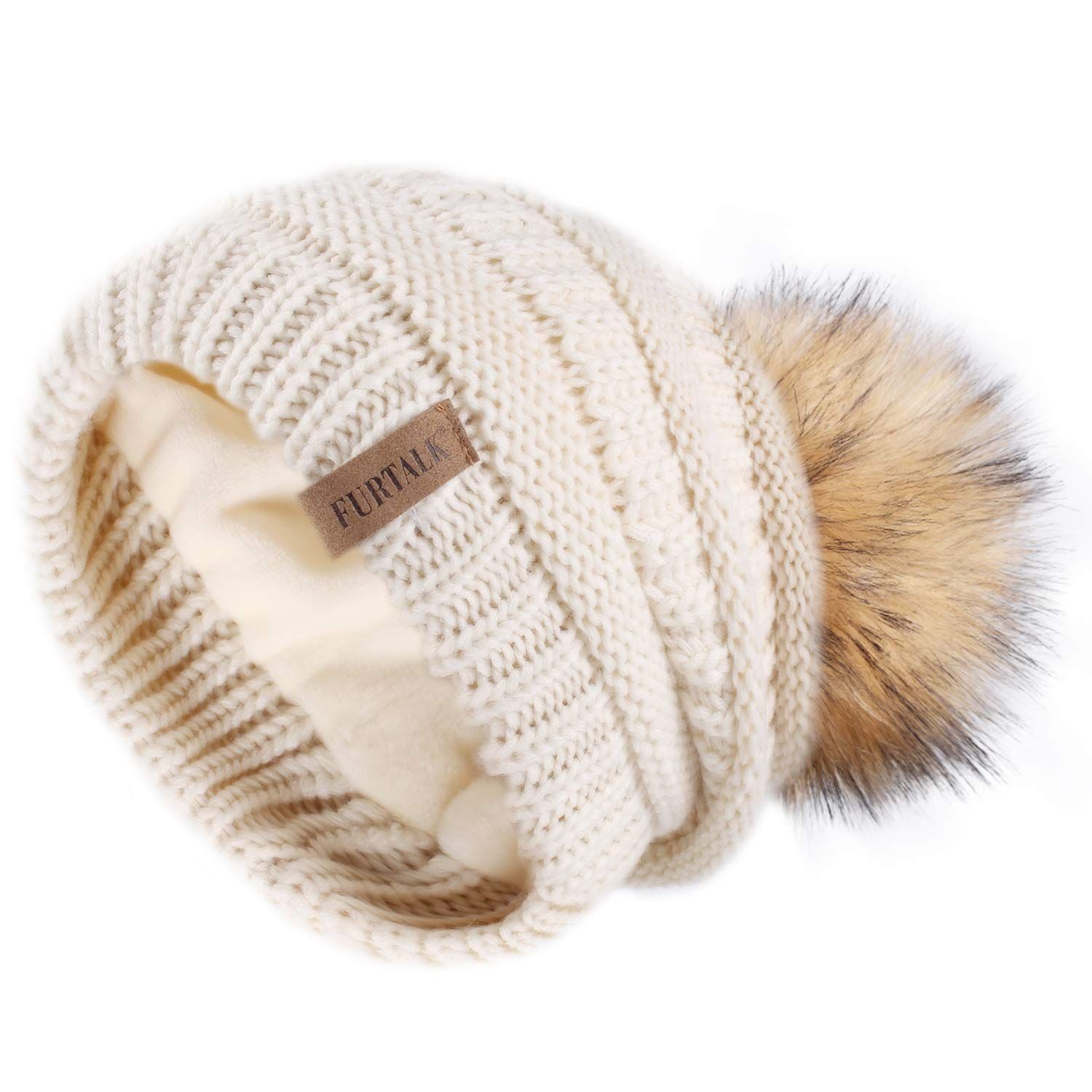 FURTALK Winter Slouchy Beanie Hats Women Fleece Lined Warm Ski Knitted Pom Pom Hat… | Amazon (US)