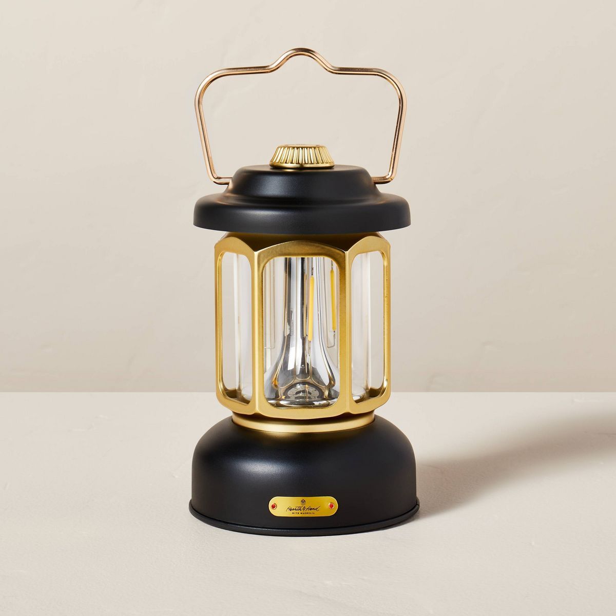 LED Lantern Black/Gold - Hearth & Hand™ with Magnolia | Target