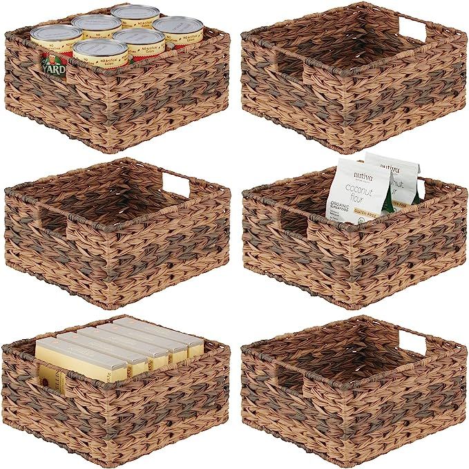 mDesign Woven Farmhouse Kitchen Pantry Food Storage Organizer Basket Bin Box - Container Organiza... | Amazon (US)