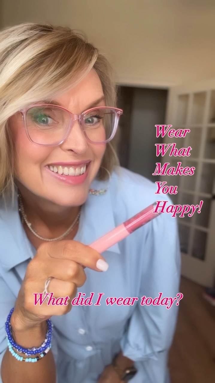 Blue dress. Wedge sandals and pink lip gloss! 

#LTKSeasonal #LTKMidsize #LTKBeauty