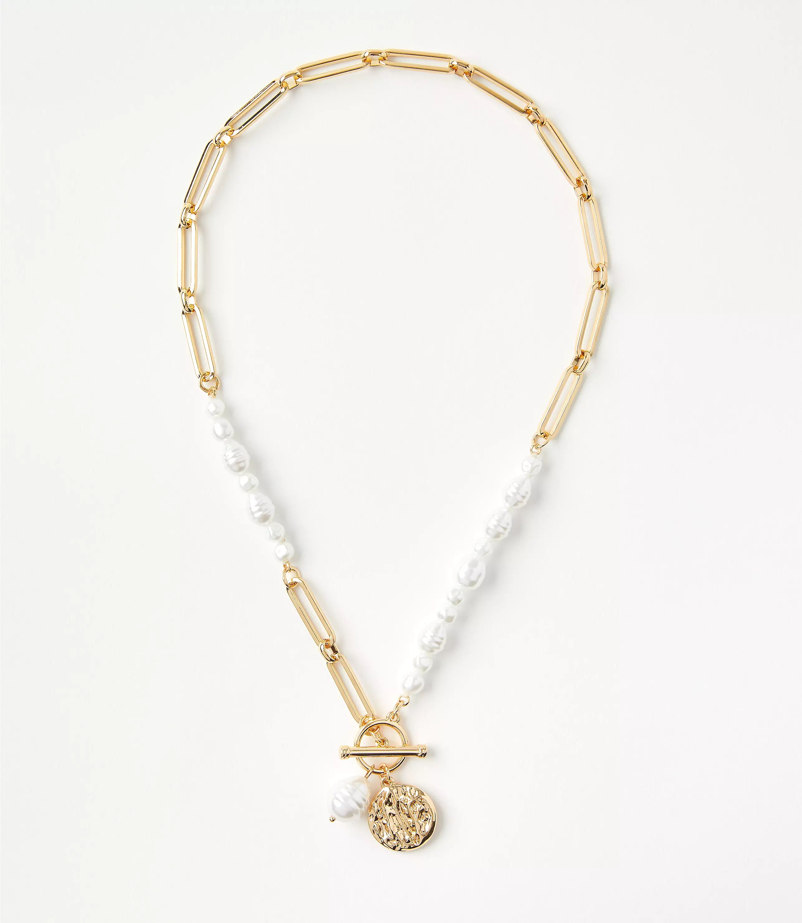 Pearlized Coin Toggle Necklace | LOFT