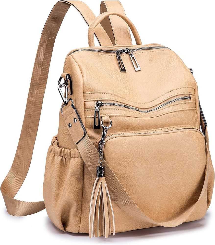 ROULENS Women PU Leather Backpack Purse Convertible Ladies Fashion Casual Travel Large School Sho... | Amazon (US)