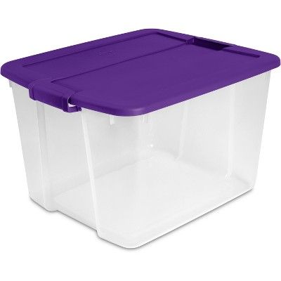 66qt Latching Clear Storage Bin Purple Lid - Brightroom™ | Target